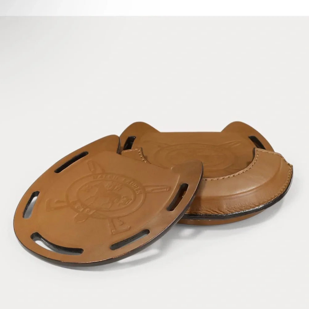 Polo Ralph Lauren Wentworth Coasters + Caddy Horseshoe Equestrian Saddle Leather